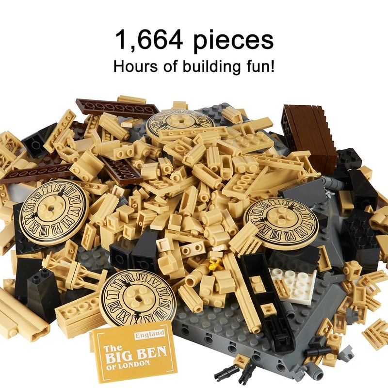 Apostrophe Games Big Ben Building Block Set (1,664 Pieces) London's Big Ben Clock Tower Famous Landmark Series - Architecture Model for Kids and Adults - Image 2